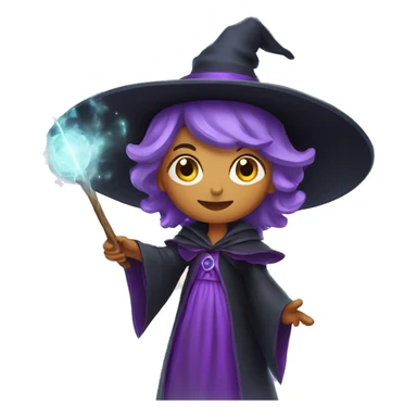 witch casting spell with a Magic wand sticker