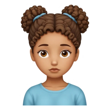 Cute sad chill brown girl with curly top bun sticker