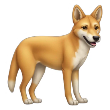 A dingo dressed a sticker