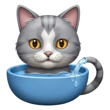 A water bowl and a cat drinking sticker