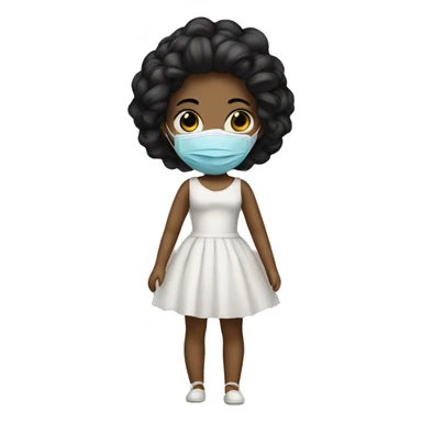 Doll wearing a mask and dress sticker