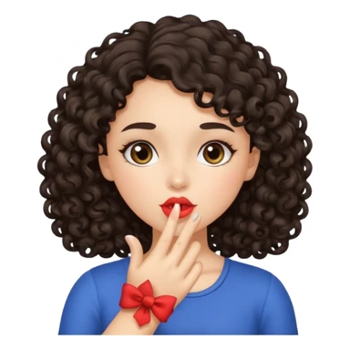 Girl w dark curly hair blowing kiss sticker