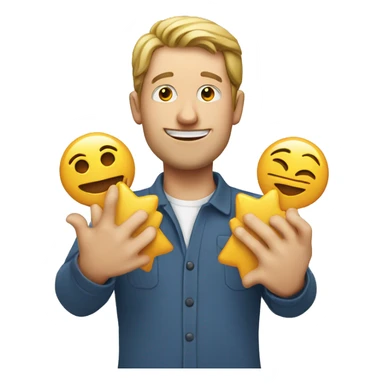 White man holding emoji with hamds sticker