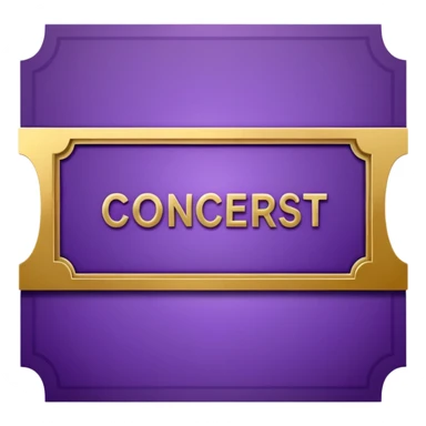 Purple beautiful Concert ticket with the word "CONCERT" inside sticker