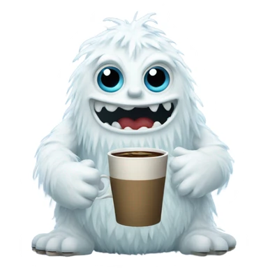 The abominable snow monster with a cup of coffee sticker