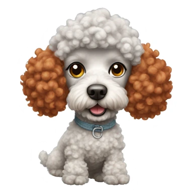 poodle dog with curly red hair dressed in cloudy-like clothes sticker