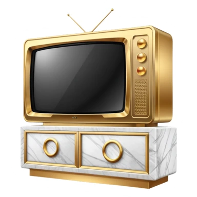 modern tv with news channel on it standing on a super luxurious marble cupboard sticker