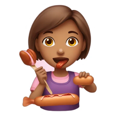 Girl eating sausage sticker