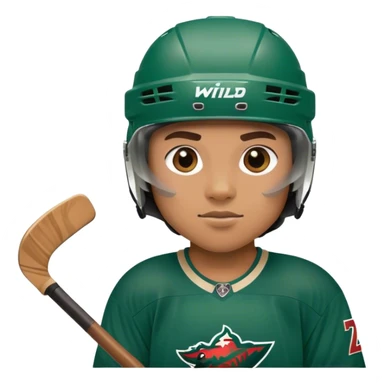 Full gear Minnesota wild hockey player with stick and puck  sticker