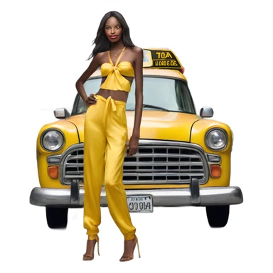 Photo of Victoria secret model posing by a taxi  sticker