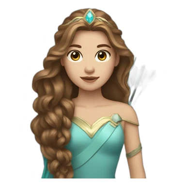 Princess with arrow,light cyan eyes, long brown wavy hair sticker