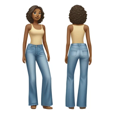 Realistic Wide Long leg high waisted light blue jeans, isolated sticker