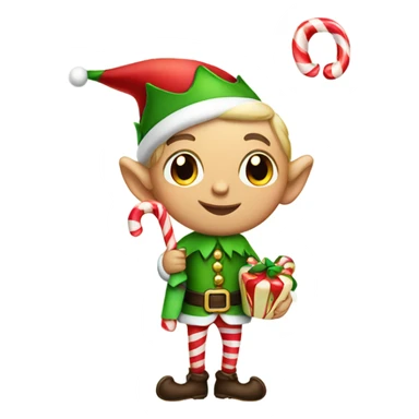 Elf holding a candycane  sticker