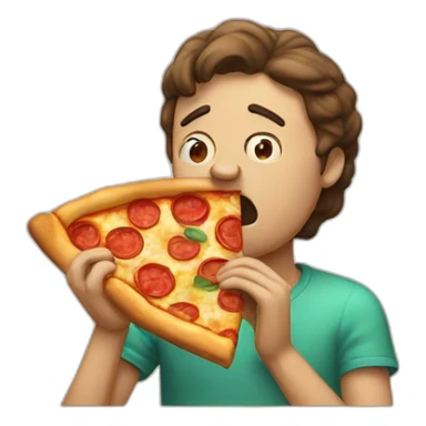 Somebody sad eating a pizza sticker