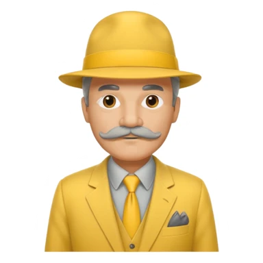 middle aged mobster with yellow colored suit and hat and grey mustache with grey beard sticker