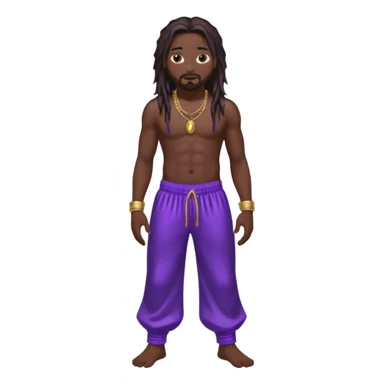 Jonathan Davis with long dark brown, shirtless, metallic purple harem pants sticker