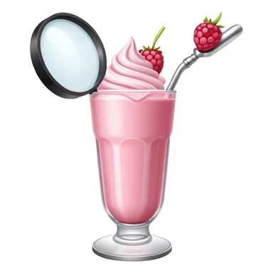 A raspberry milkshake holds a magnifier sticker