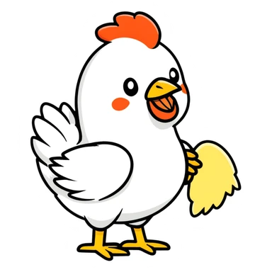A chicken eating hair sticker