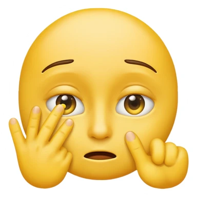 yellow emoji, cynical, finger pulling down eyelid, skeptical sticker
