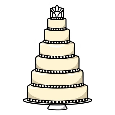 elegant multi-tier light pink wedding cake with pearl decorations sticker