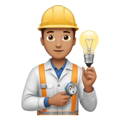 Am man Electricity power employer at work with a light sticker