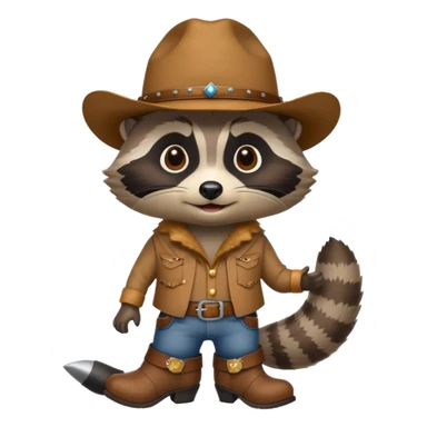 Raccoon in a cowboy hat and boots sticker