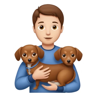 Man with brown hair and white skin carrying a chiweenie sticker