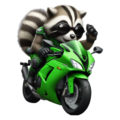 Zx10r with raccoon driving it sticker