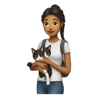 a girl with a cat sticker