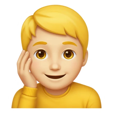 Yellow face emoji Resting chin on hand sticker