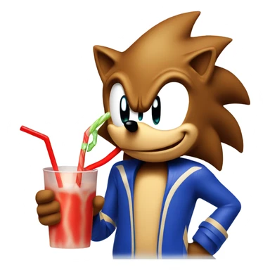 sonic the hedgehog sucking a straw, steaming sticker