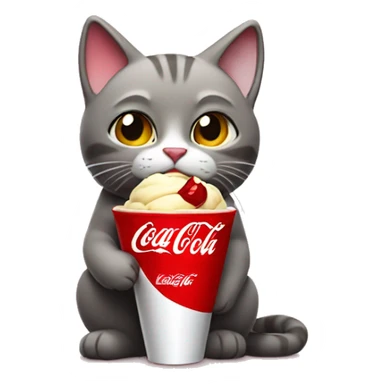 Cat drinking coca cola ice cream sticker