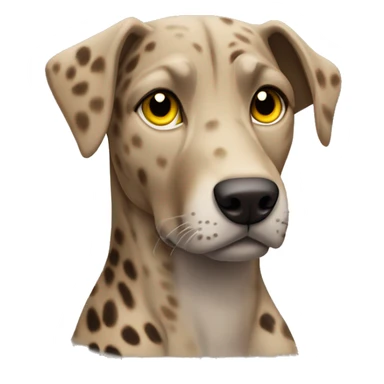 Solid light Brown Catahoula leopard dog with white chest hair and yellow eyes sticker