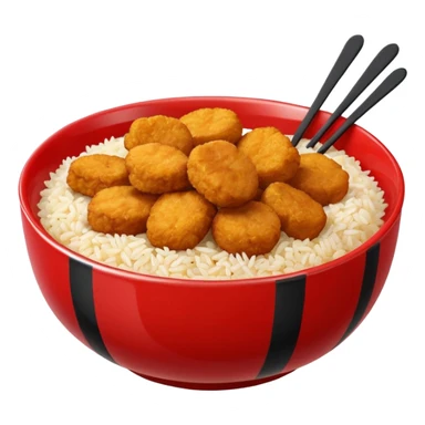 Bol rouge a bande noir vertical avec des nuggets et du riz melanger sticker