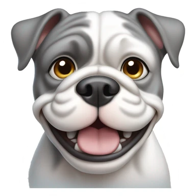 smiling grey and white bulldog with bright blue eyes sticker