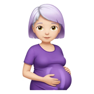 pregnant older woman with purple shirt and short white hair, head, neck and abdomen sticker