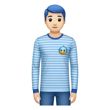 T-Shirt manches longues rayé bleu  sticker