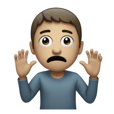 Sad face saying stop with one hand sticker