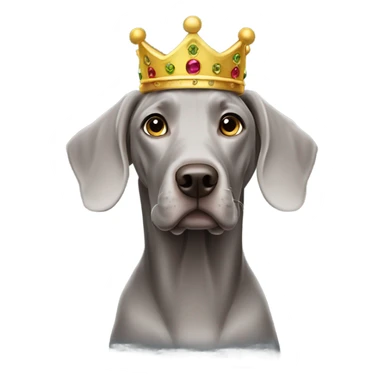 Weimaraner dog wearing a crown sticker