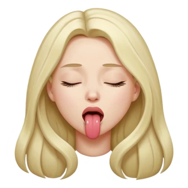female , with long hair , eyes closed, tongue sticking out one side of mouth, strangling herself sticker