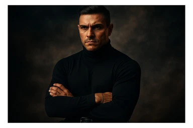 uomo che accoglie le sfide della vita e le supera senza paura, iperrealistica cinematografica 4k sticker