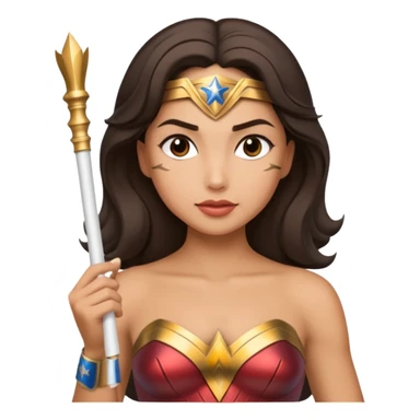 Wonder Woman holding white orchestra baton sticker