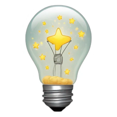 light bulb with little brain and shiny stars inside sticker