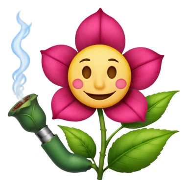 smiling flower smoking a pipe sticker