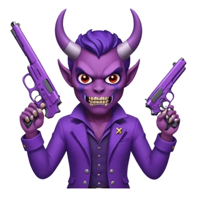 Diablo morado garrando dos pistolas  sticker