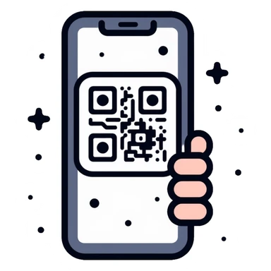 smartphone scanning QR code sticker