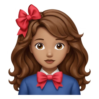 Emoji femme de dos cheveux ondulés brun avec noeud dans les cheveux  sticker