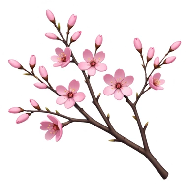 Red Sakura cherry blossom tree twig sticker