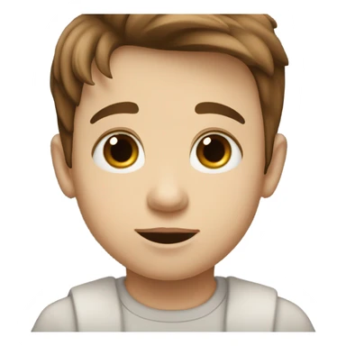 brown eyed boy with a brown hair, small nose, somewhat baby big lips, pale face and big eyes sticker