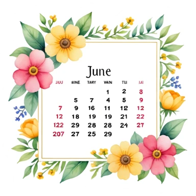 June calendar art sticker
